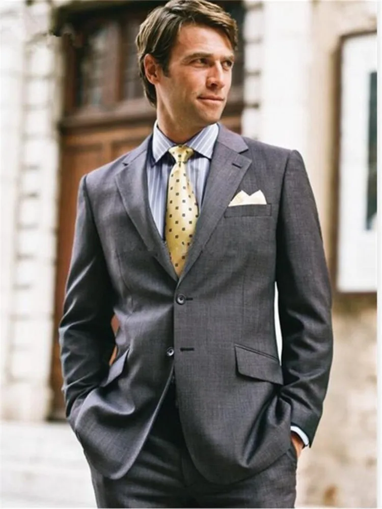 Мужской костюм Smolking Noivo Terno Slim Fit Easculino, вечерние костюмы для мужчин, серый смокинг для жениха с отворотом, костюм(пиджак+ брюки