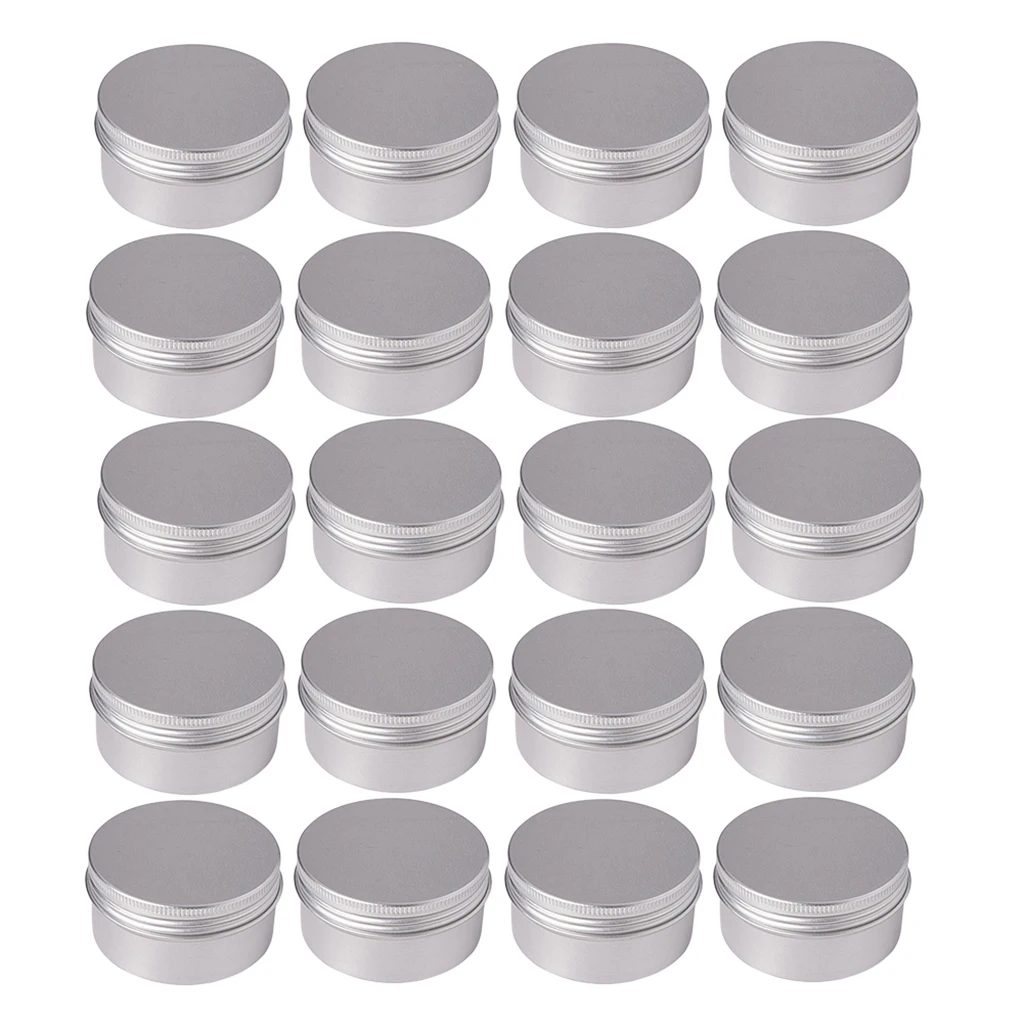 20Piece 80ml Aluminium Lip Balm Tin Pots Cosmetic Cream Jar Bottle Container for Beads Candle Tea Storage Jar