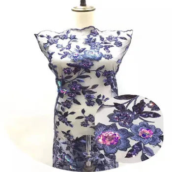 

Sequins Lace Fabric 2019 African Tulle Lace Fabric Embroidery African French Lace With Sequins For Nigerian Wedding Dress j-9