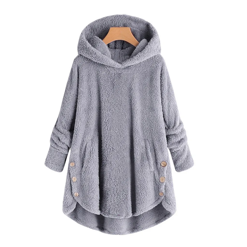 2022 Women Hooded Sweatshirt Coat Long Sleeve Hooded Fleece Sweatshirt Autumn Winter Thicken Warm Hoodie Pullover Plus Size#J30