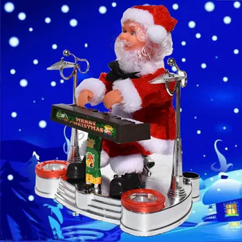 

2019 New electric Santa piano music little doll Christmas dress jewelry children gift drumming Toys 11.12