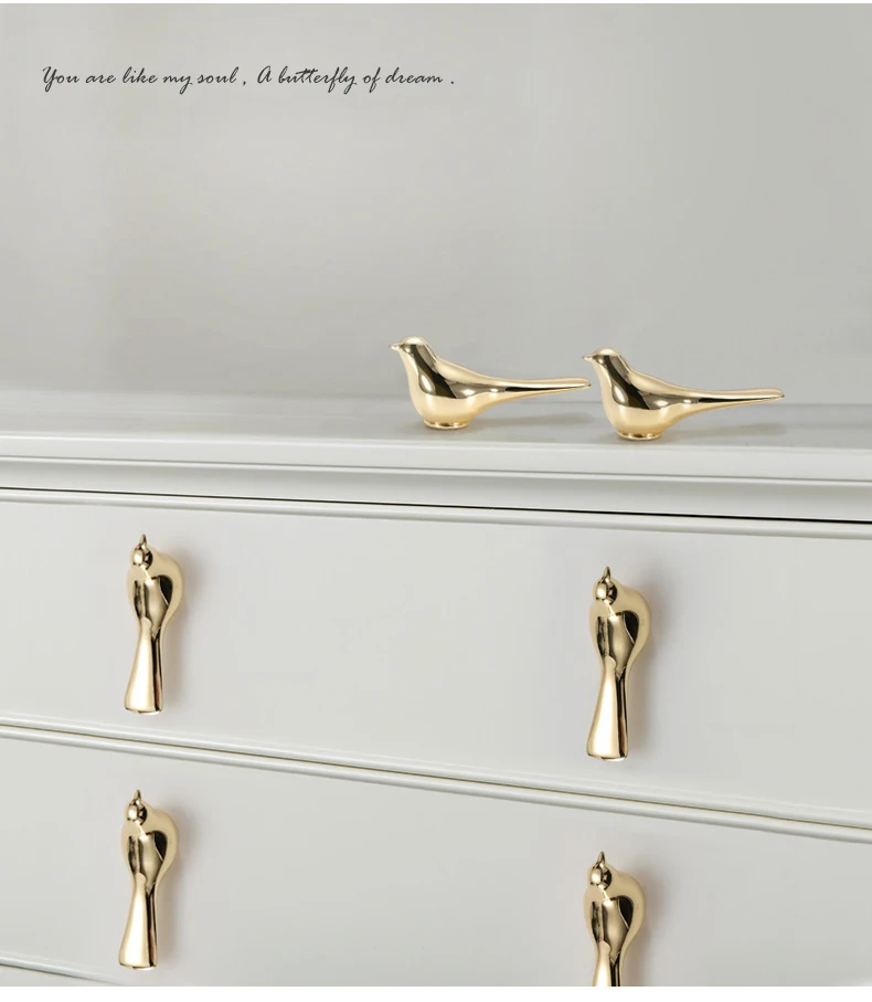 Round Peackok Brass Cupboard Knob Oriental Bird Patterned Gold Cabinet Handles