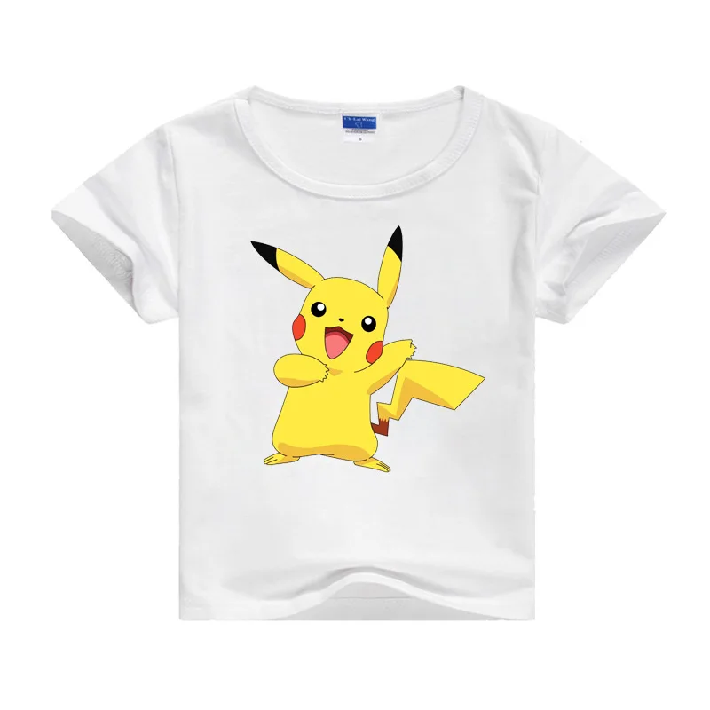 Pokemon patterned white children's T-shirt top casual cotton printed short-sleeved children's clothing Pokemon patterned white children's T-shirt top casual cotton printed short-sleeved children's clothing