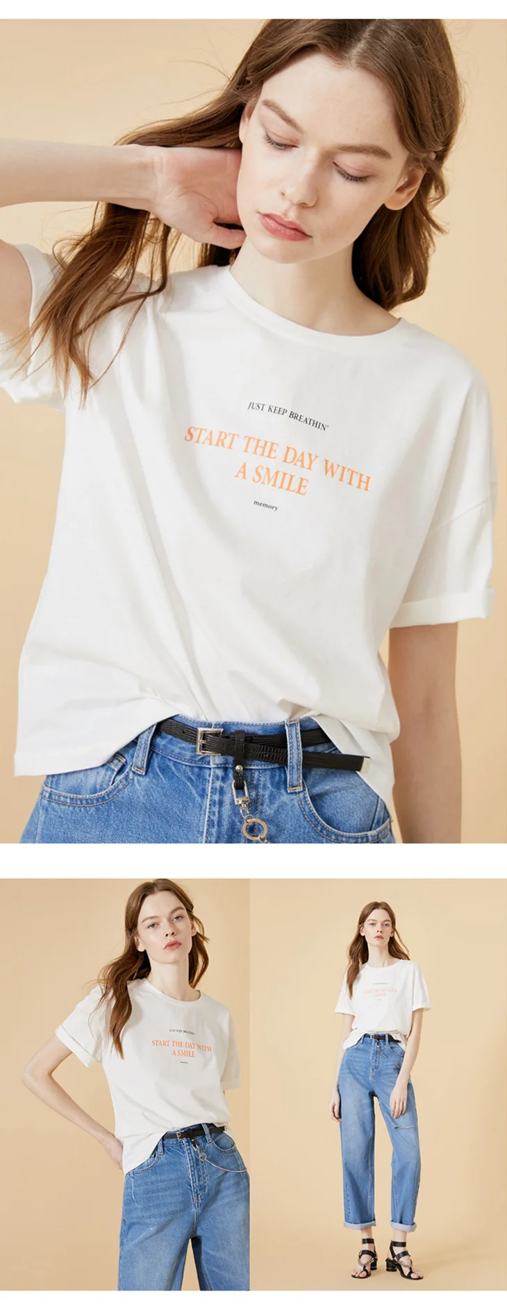 ONLY Women's Letter Print Short-sleeved T-shirt | 120101578