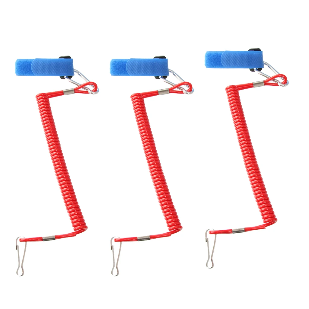 3pcs Safety Coiled Paddle Leash Fishing Rod Tether Leashes For Kayak Canoe Boat