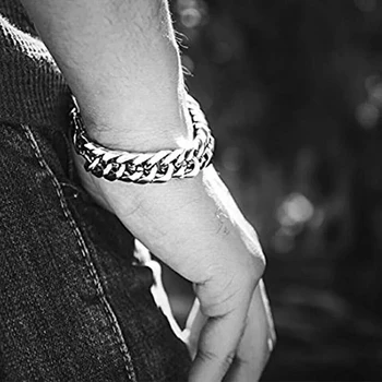 

100% Stainless Steel Gold Silver Plated Men Thick Bracelet Male Cuban Link Hand Chain Accessories Gift Couple Jewelry Pulsera