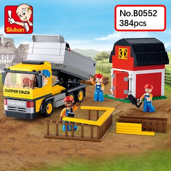 

Sluban B0552 Engineering Dumper Truck Vehicle Figure DIY 3D Model 384pcs Mini Building Blocks Bricks Toy for Children no Box