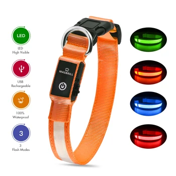 MASBRILL LED Dog Collar Luminous Pet Supplies Dog Collar Luminous Safety Glow Necklace Flashing Lighting Up Collars Accessories 1