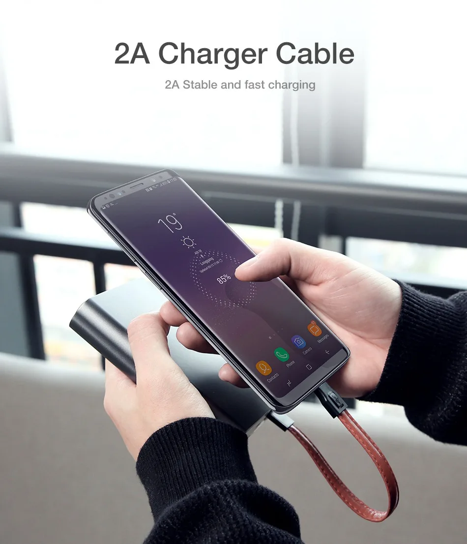 Брелок USB кабель для iPhone для samsung S9 S8 Plus Мини Кожа type C USB кабели для телефонов 2A Быстрая зарядка данных для USB C кабель
