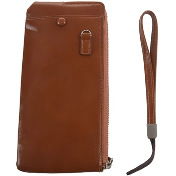 

DEABOLAR Men Wallets Classic Long Style Card Holder Quality Zipper Large Capacity Big for Cell phone Brown Wallet