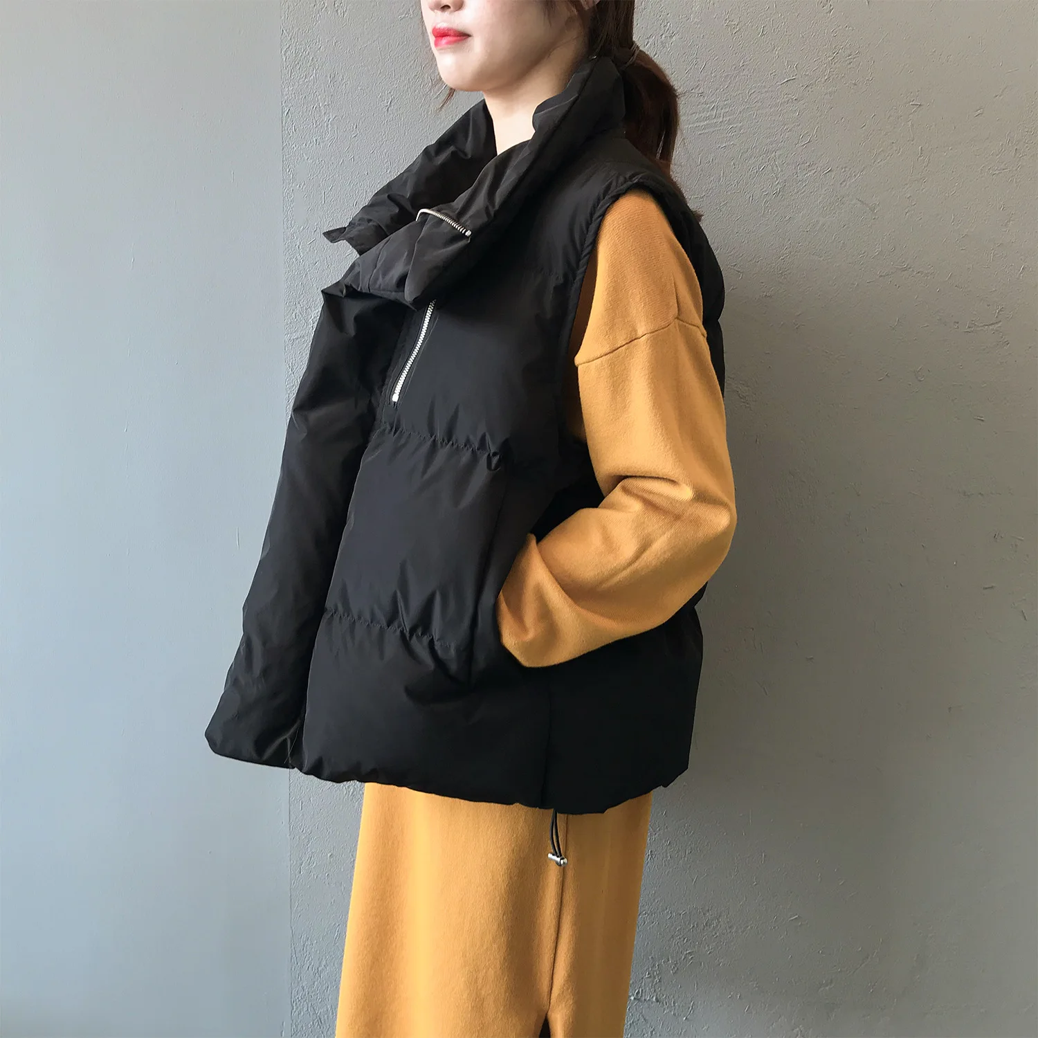 HXJJP женский корейский стиль сплошной без рукавов зимний теплый зимний жилет пальто однобортный свободный Толстый модный жилет