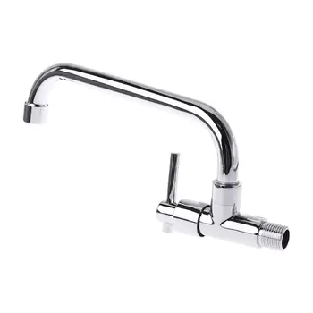 

Kitchen Basin Faucet Wall Mounted Single Cold Water Tap Crosswise Chrome Plated
