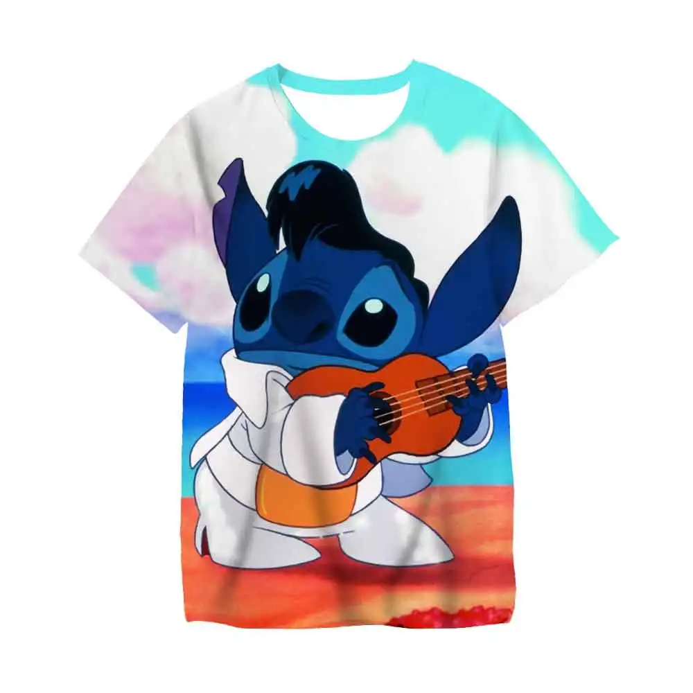 Girls Summer Cartoon Anime Clothes Stich 3D Print Tshirts Young Children Short Sleeve Fashion Funny T-shirt Kids T Shirt 4-14Y t shirt the child Tops & Tees