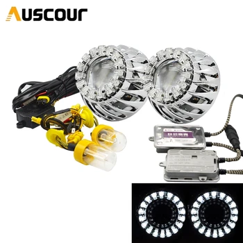 

2.5 inch Bi xenon hid Projector lens led day running angel eyes mask H1 6000K For h4 h7 retrofit motorcycle car assembly kit