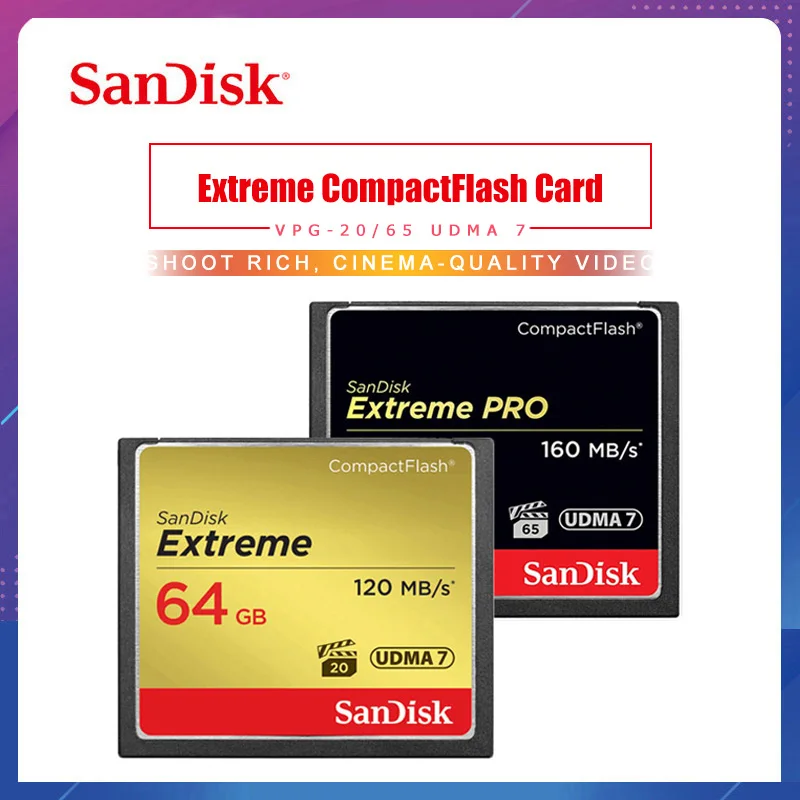 Карта памяти SanDisk 32 Гб 64 128 ГБ CF карта Экстремальный PRO высокоскоростной