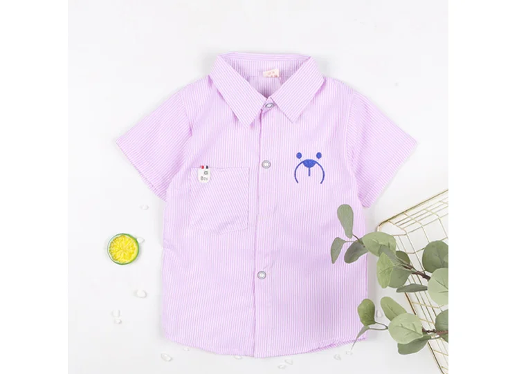 Летняя рубашка для мальчиков От 2 до 7 лет детская хлопковая рубашка в полоску с короткими рукавами и отворотами топы для малышей от 2 до 7 лет, детская одежда