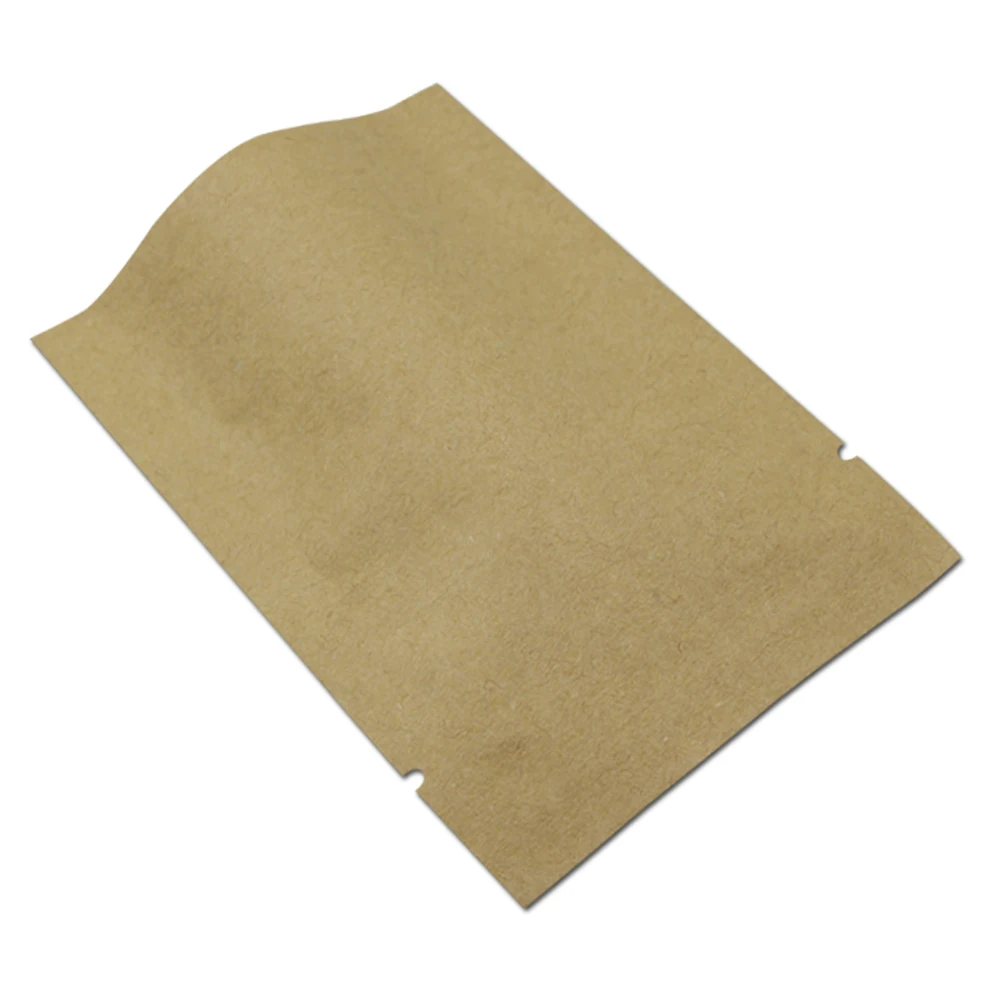 8*12cm 200Pcs/lot Open Top Brown Kraft Paper Aluminum Foil Package Bag Mylar Vacuum Seal Food Craft Packing Pouch Snack Pack Bag