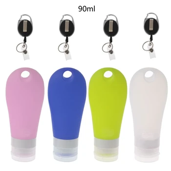 

4 Pcs Colors Portable Silicone Travel Bottles Empty Hand Sanitizer Container Leak Proof with Keychain Carrier 38ml 60ml 90ml