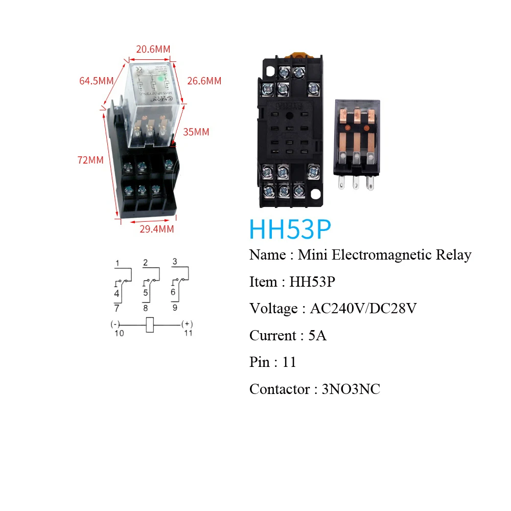 HH52P MY2NJ мини промежуточное реле dpdt электромагнитное с многоконтактной
