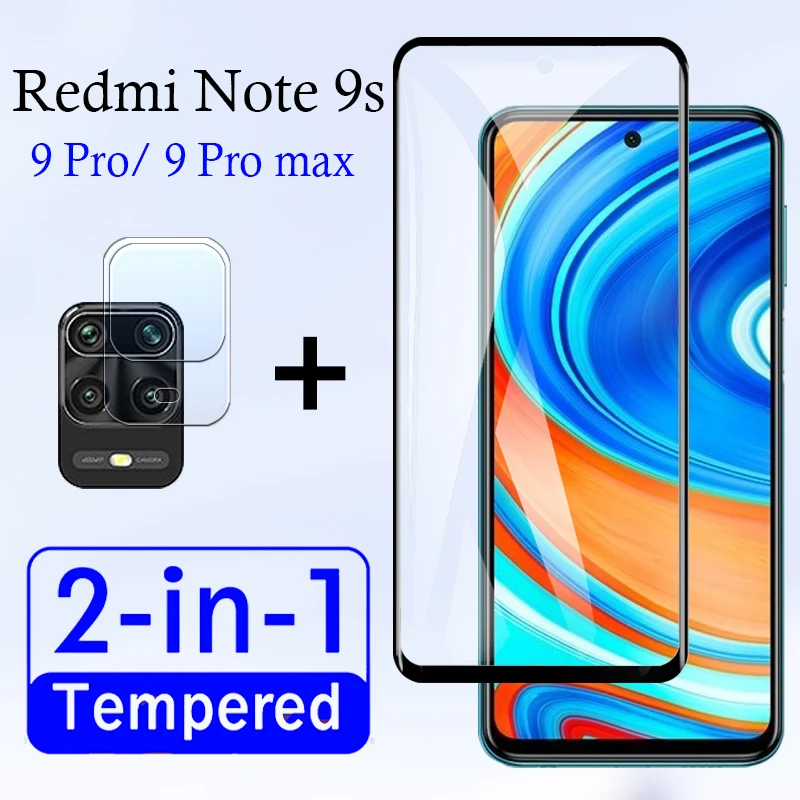 2in1 for Xiaomi redmi note 9s protective glass 9 pro max note9s note9pro note9 9pro s9 xiaomei radmi with camera lens cam glas | Мобильные