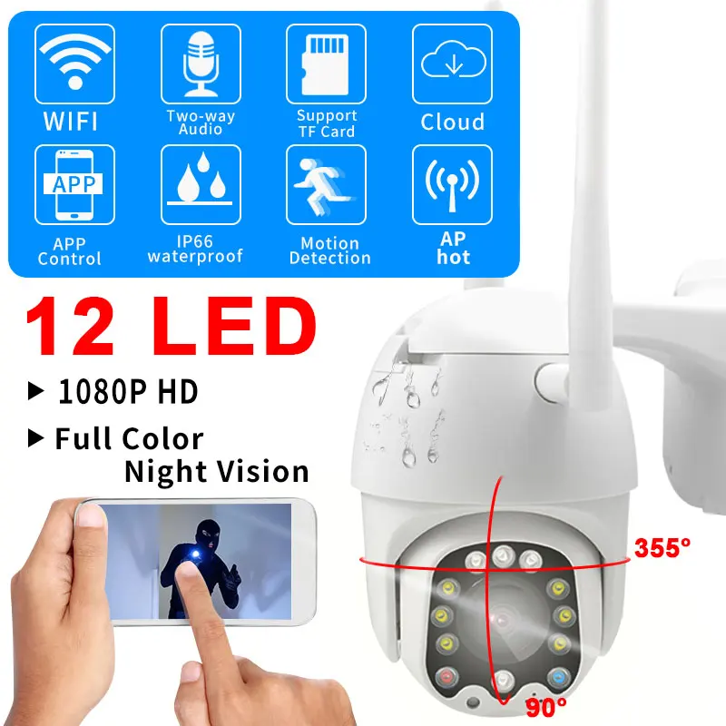 1080P IP Camera Wifi Camera APP Rotation Motion Detection Home Surveilance Pattern Outdoor Speed Dome Wireless Waterproof Camera