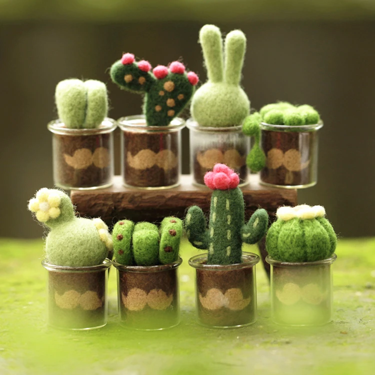 

Circle Wood Plant Wool Felt High Quality Material Mini Potted Green Plant DIY Handmade Novice Soft Lovely Exquisite Decoration