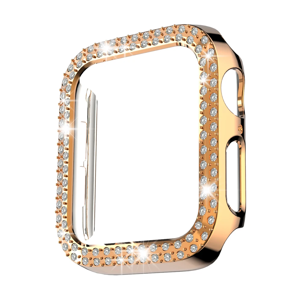 Diamond Cover for Apple Watch Case Series 7 6 SE 5 4 3 2 1 45mm 41mm for Iwatch 40mm 44mm 38MM 42MM Bumpe Protective Bling Cases