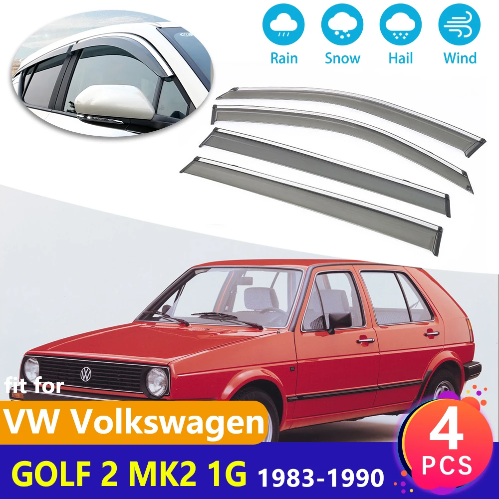 4x Window Deflectors Visor Vent Awnings Guard Deflector Shelters Cover Accessories for VW Volkswagen Golf 2 MK2 19E 1G 1983~1990 |