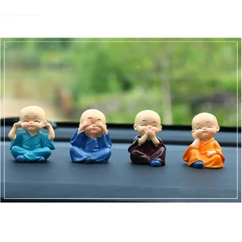 

Cute 4pcs KungFu Monk Car Interior Display Decoration Car Seat Ornament Car Home Decor Resin Kid Doll Holiday Gift