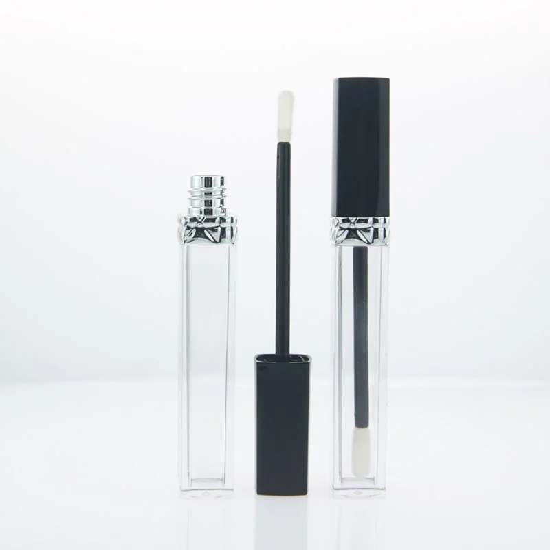 

5ML Empty Lip Gloss Tubes Square Black Clear Cosmetic Container Lipgloss Packaging Lip Gloss Tubes with Wands 10pcs 30pcs 50pcs