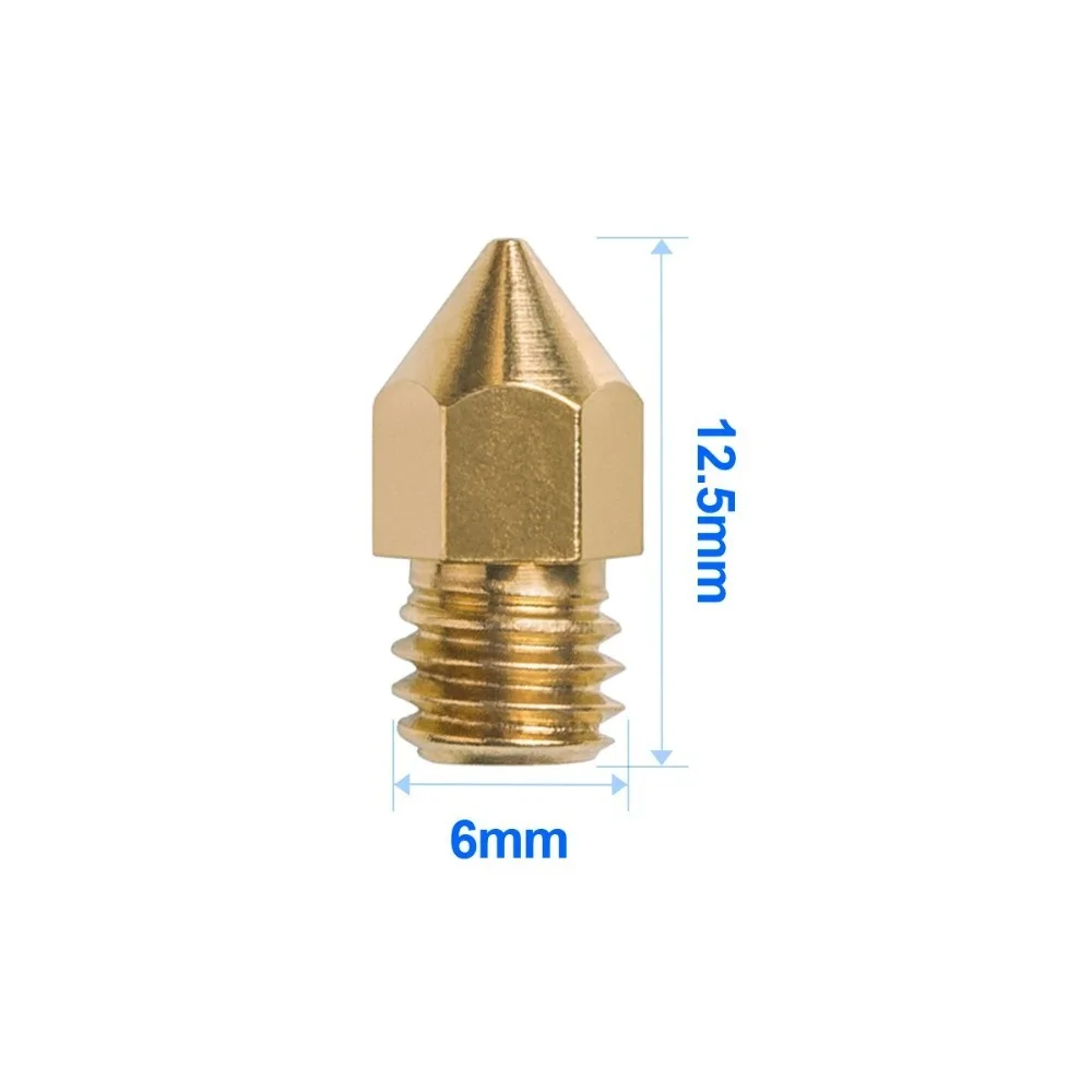 3D Printers Parts MK7 MK8 Nozzle 0.2 0.3 0.4 0.5 0.6 0.8 1.0mm Copper Extruder Threaded 1.75mm 3.0mm Filament Head Brass Nozzles