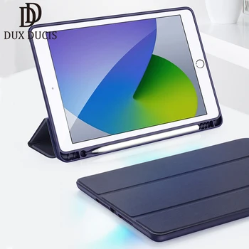 

For IPad 10.2 2020 Trifold Case Dux Ducis Flip PU Leather + Soft TPU Smart Sleep Back Cover with Pencil Holder Breathable