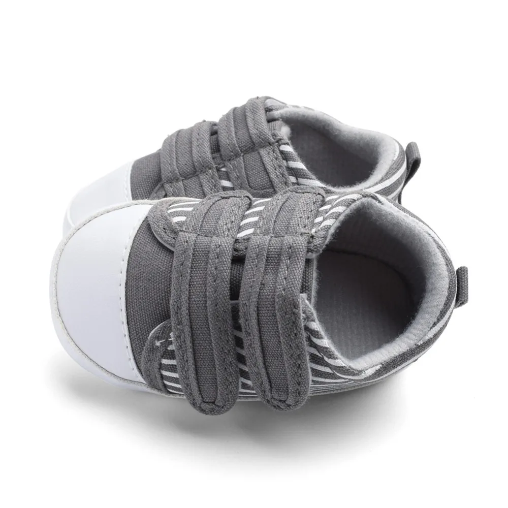 Summer Baby Boys First Walkers Breathable Stripe Print Anti-Slip Shoes Sneakers Toddler Soft Soled 0-18M