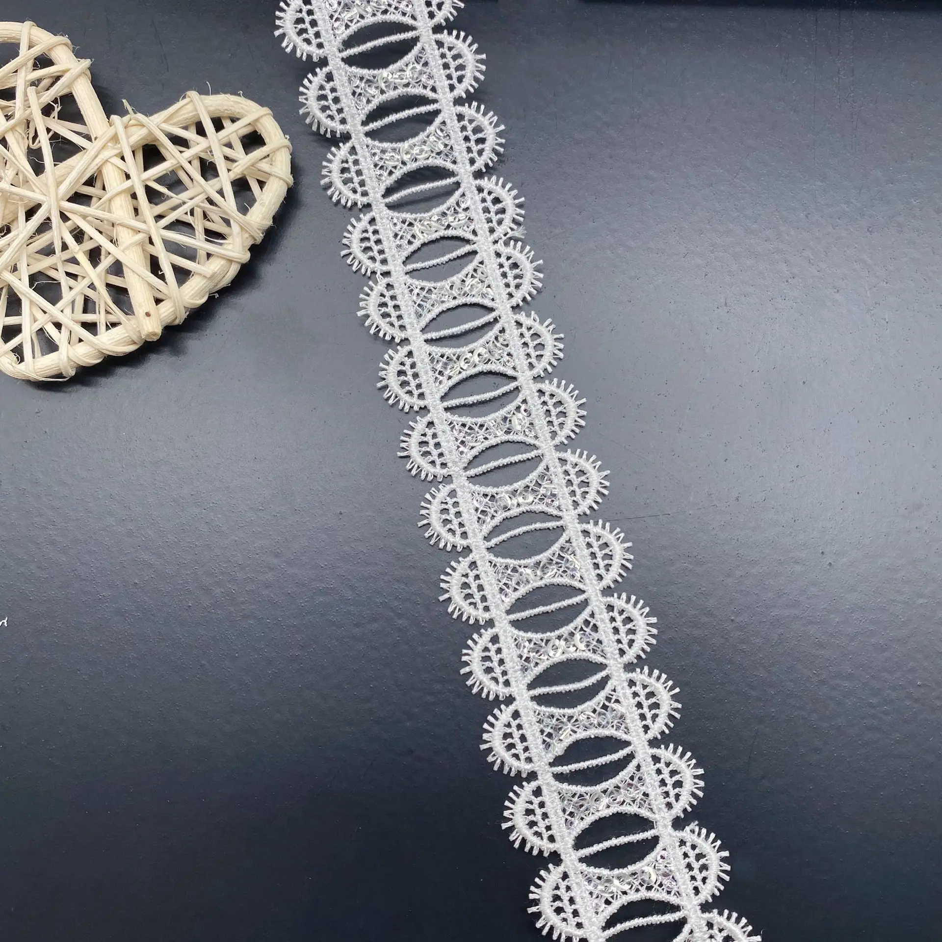 

5Yards Hollow Wearable Sequins Lace Fabric Ribbon Trim Lace For Dress Clothes Lolita Headdress Bridal Wedding Sewing Accessories