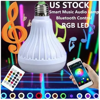 

LED RGB Color Bulb Light E27 12W Bluetooth Control Smart Music Audio Speaker Lamp