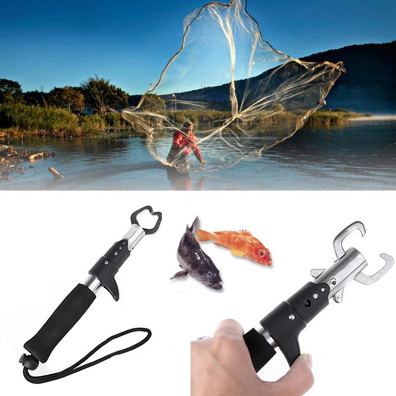 Fishing Gripper Stainless Steel Fish Lip Grip Handle Grab Grabber Tackle Gear