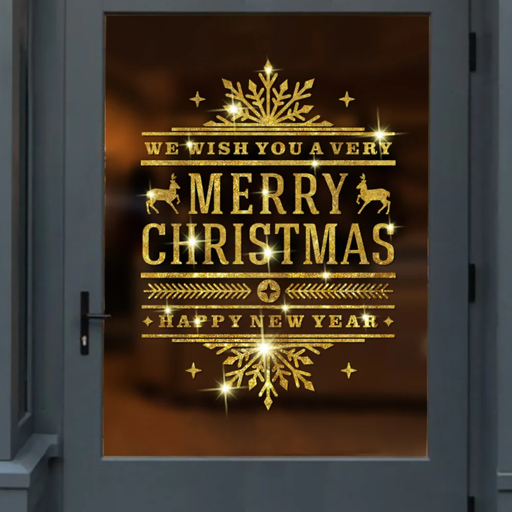 Large Merry Christmas 2022 Glitter 400 Pixels Merry Christmas Golden Glitter Wall Stickers Home Decor 2022 New Year  Christmas Window Decals Luxury Glass Door Shop Windows|Wall Stickers| -  Aliexpress