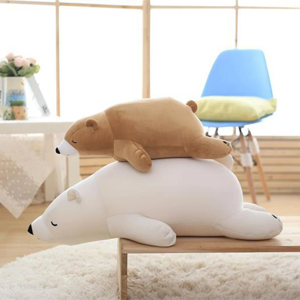 

Polar Bear Plush Toys White Brown Bear Sleeping Pillow Gift Soft Toys for Birthday Present Long Pillow Stuffed Doll 35/55/76cm