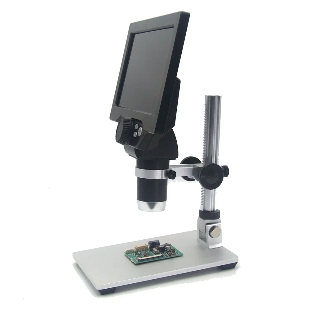 

7 Inch 1200X US/EU Interface Digital Electron Microscope Cell Phone Maintenance Microscope LEDs + Metal Bracket Stand