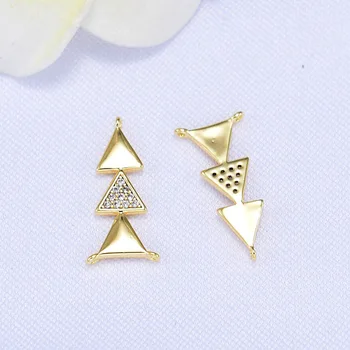 

4PCS 10x20MM 24K Gold Color Plated Brass with Zircon Long Triangle Charms Connector High Quality Diy Jewelry Accessories