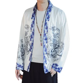 

Summer and autumn mens shirts long sleeves Chinese style floral shirt men fashion casual man shirt White black S M L XL XXL