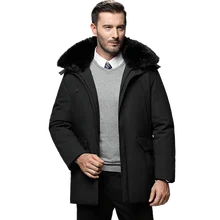 Новая русская зимняя мужская куртка брендовая белая куртка на утином пуху мужская с меховым воротником мужская ветровка Повседневная Деловая мужская длинная куртка 4XL