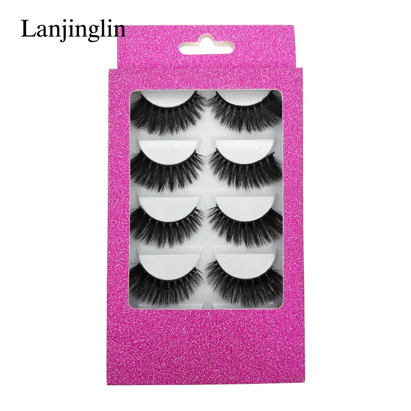 LANJINGLIN, 5 пар, накладные ресницы из искусственной норки, полная полоска, ресницы ручной работы, пушистые, объемные, 5d, для наращивания ресниц, макияж, натуральные, cils, G800