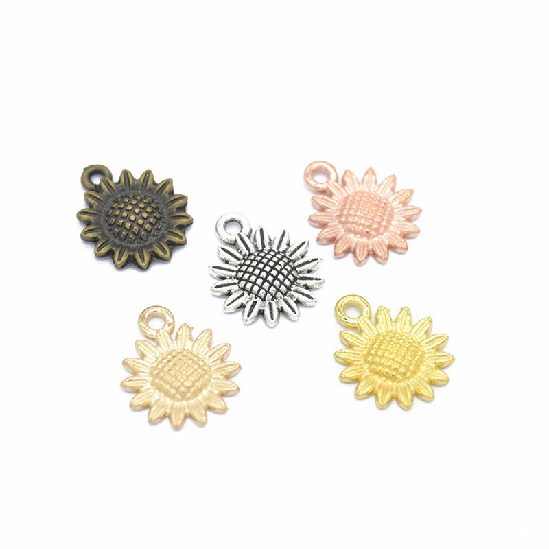 

SunFlower Pendant Parts for Jewelry Findings Fashion Elegant Diy Jewelry Making Supplies for Keychain Necklace Earring Bracelet