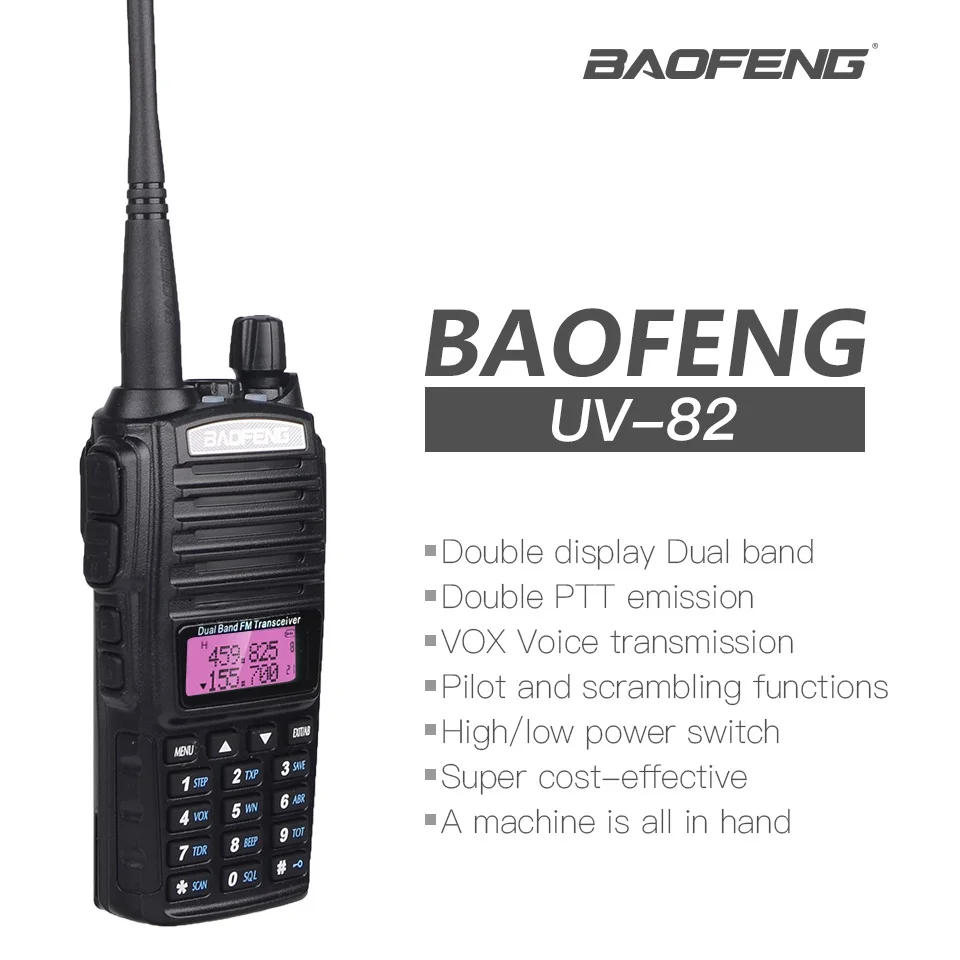 2 комплекта BAOFENG UV 82 8 Вт иди и болтай Walkie Talkie “иди радиостанции UHF VHF Ham CB радио FM