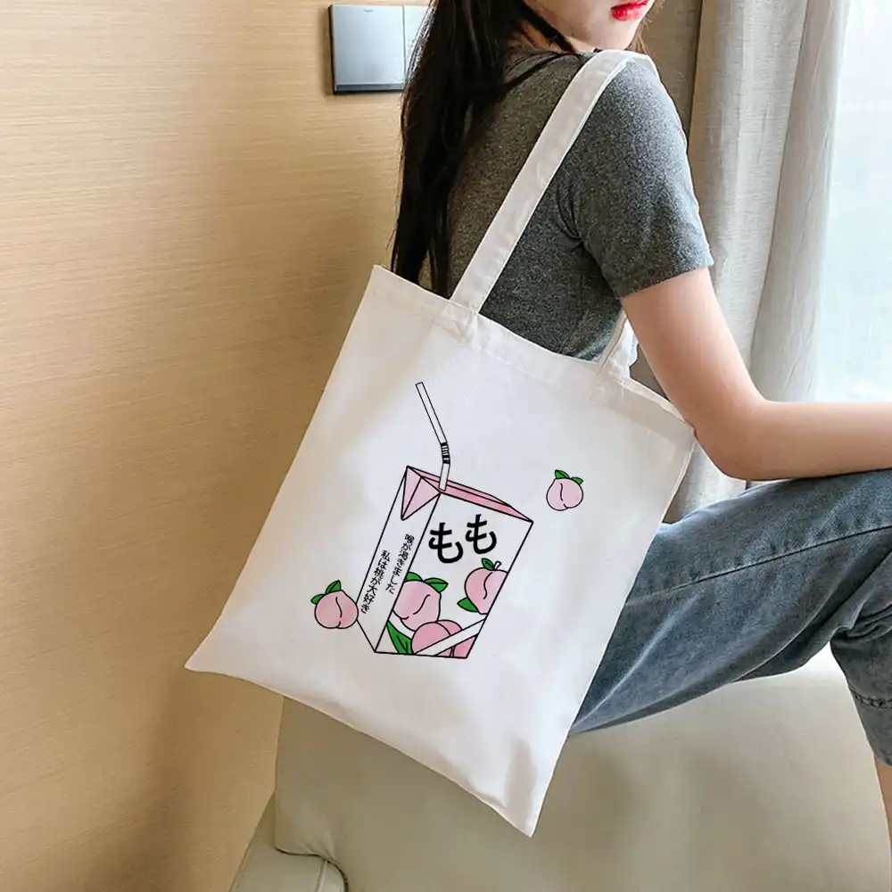 Fashion Women Shopping Bag Peach Milk Strawberry Aesthetic Print Student Book Canvas Bags Reusable Shopper Japanese Kawaii Eco Shopping Bags Aliexpress fashion women shopping bag peach milk strawberry aesthetic print student book canvas bags reusable shopper japanese kawaii eco
