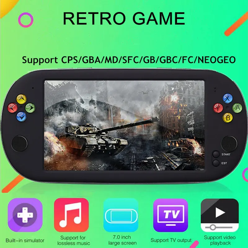 Ретро игровая консоль X16 7 дюймовый цветной экран ручной игровой плеер для