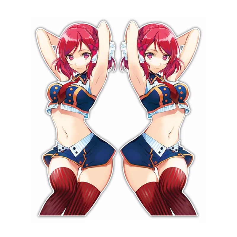 

Funny Fashion Car Stickers Lovely twins Girl Cartoon Anime Decals Car Window Motorcycle Decoration Vinyl KK PVC 13cm X 11.4cm
