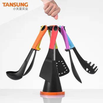 

rainbow silicone kitchen utensils 7 pieces of non-stick pot stainless steel utensils cooking spoon shovel kitchen utensil set
