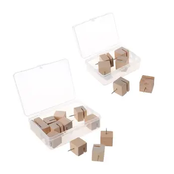 

6/12pcs Wooden Square Nail Thumbtack Board Pins Pushpins Drawing Photo Wall Stud M0XB